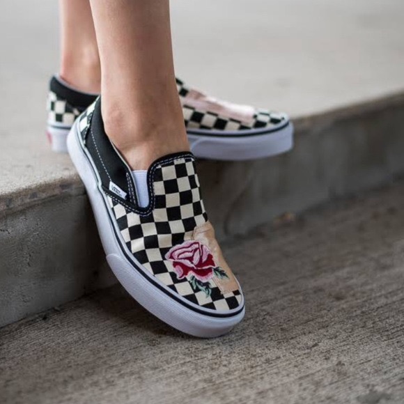 vans slip on satin patchwork